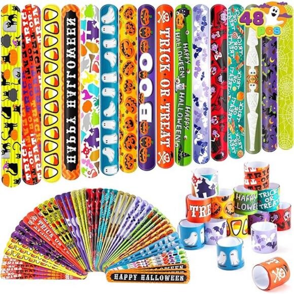 48 PCS Halloween Slap Bracelets for Kids, Friendship Bracelets Bulk - Picture 8 of 8